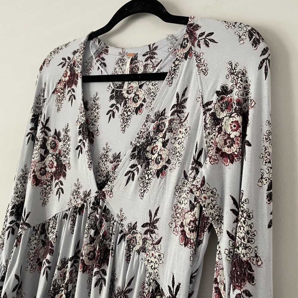 Free People Speak Easy Babydoll Floral Top Sz M Bell Sleeve Boho Cottage Western - Picture 5 of 13